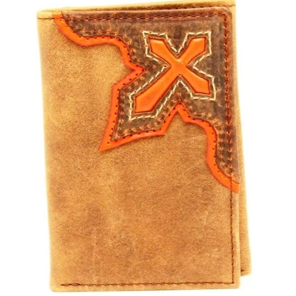 Nocona ремень N5415444 оранжевый крест Декор Tri Fold Wallet коричневый один размер| |