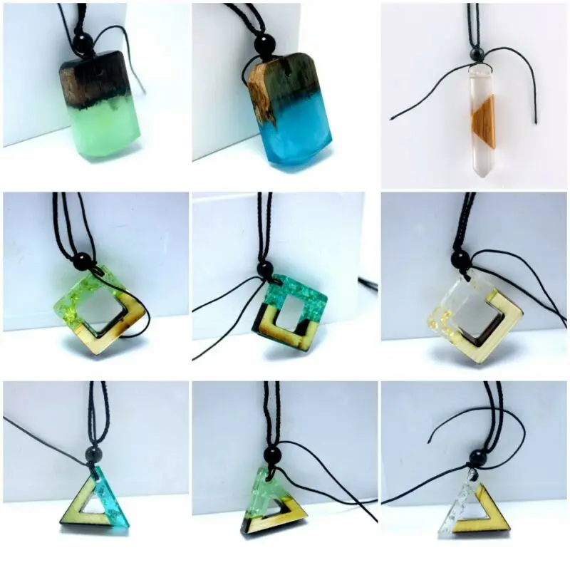 

Unisex Stylish Durable Refined Clear Resin Wood Necklace Pendant Choker Sweater Chain Vintage Retro Ethnic