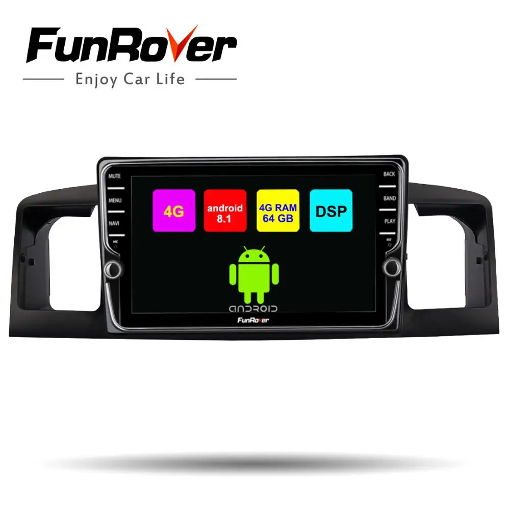 

Funrover android 8.1 2 din car radio gps navigation car dvd multimedia player For TOYOTA Corolla E120 BYD F3 DSP split screen FM