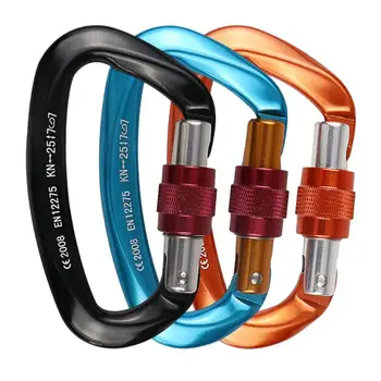 

Professional Carabiner D Shape 12/25KN Rock Climbing Buckle Security Safety Master Lock Outdoor Mountaineering Caving Equipment