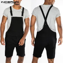 INCERUN, мужской комбинезон, повседневные штаны, одноцветное на бретелях, с карманами, хлопок, комбинезон для фитнеса, брюки, мужские, Модный комбинезон, штаны, уличная одежда