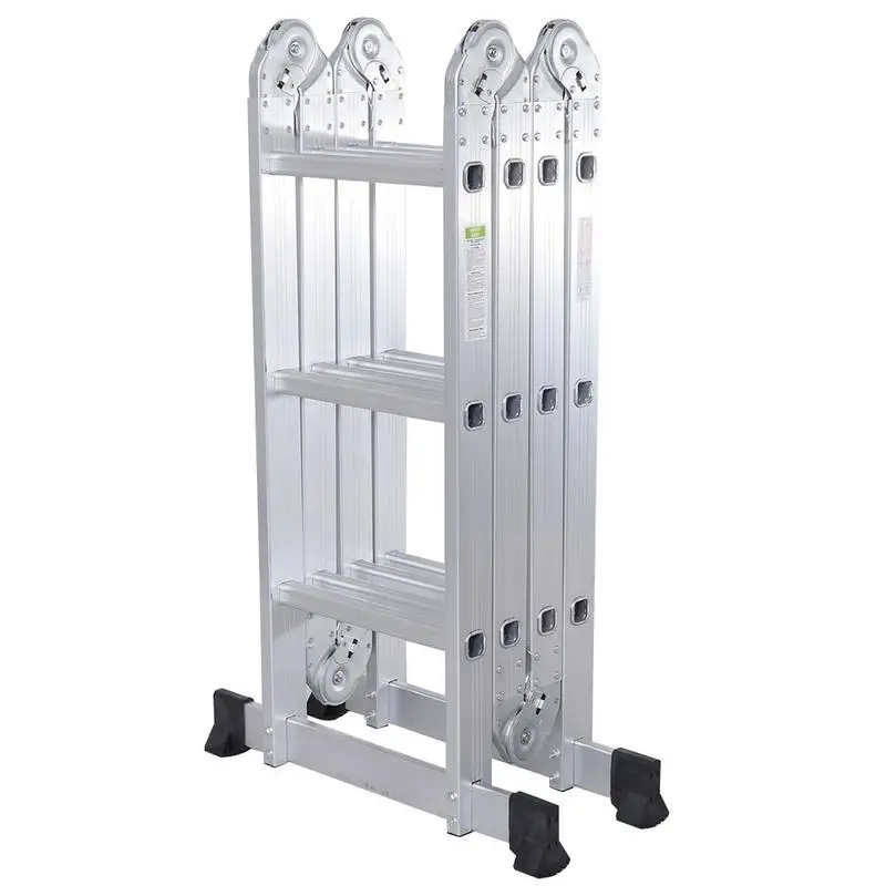

Practical 12-Step Joints Aluminum Folding Ladder Silver Household Folding Ladders Do Not Occupy A Place