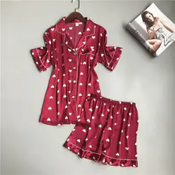 Новые летние пикантные пижама с принтом женская одежда с коротким рукавом шорты комплект пижамы пятно высокое качество пижамный комплект