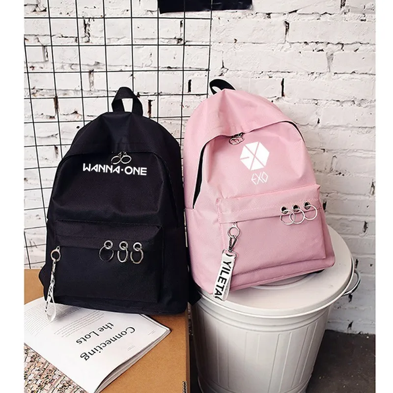 Ateez бродячий детский черный розовый мешок Dos рюкзак для спины Exo Got7 для женщин Monsta X Twice Wanna One холщовая школьная дорожная сумка Femme