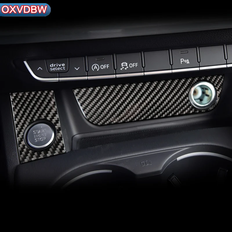 

Car Engine Start Stop Button Cover Carbon Fiber Decoration Sticker for Audi a4 b9 Interior LHD RHD Accessories 2017 Styling