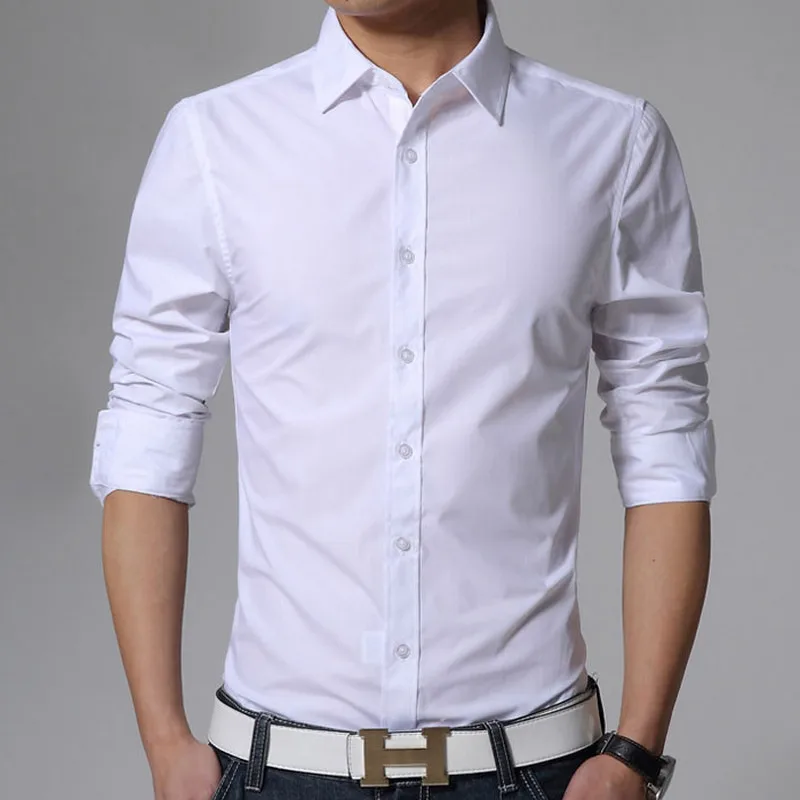 

New 2018 Men's Pure Cotton Shirt Slim Fit Fashion Long Sleeve Casual Business Shirts Men Dress Shirts High Quality Camisas