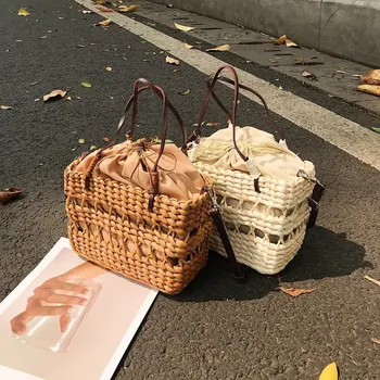 

Summer Handmade Straw Women's Designer Handbag 2019 New High Quality Holiday Beach Bag Female Simple Shoulder Messenger Bag