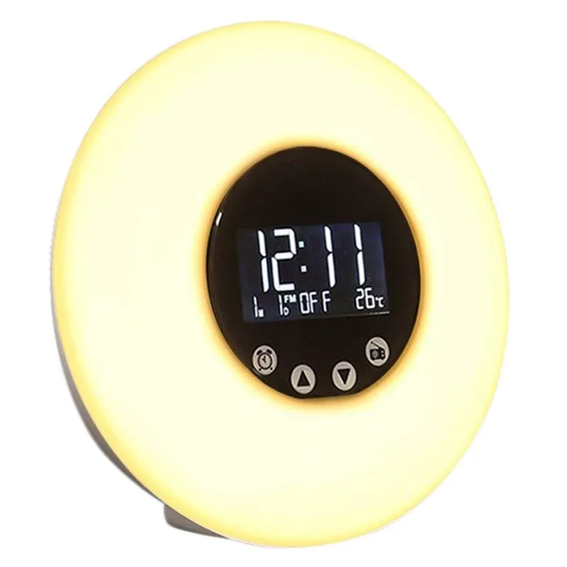 

BIFI-Remote Alarm Clock, Alarm Cable night Nightlight Child Radio Adult FM / 51 Sound / Sunset / Temperature / RGB / 9 Color /
