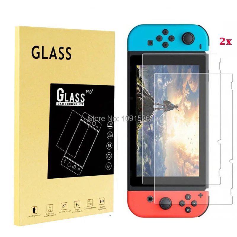 

2pcs Tempered Glass Film Screen Protector for Nintend Switch Glass Protective Film for Nintend Ultra Slim Clear Retail Package
