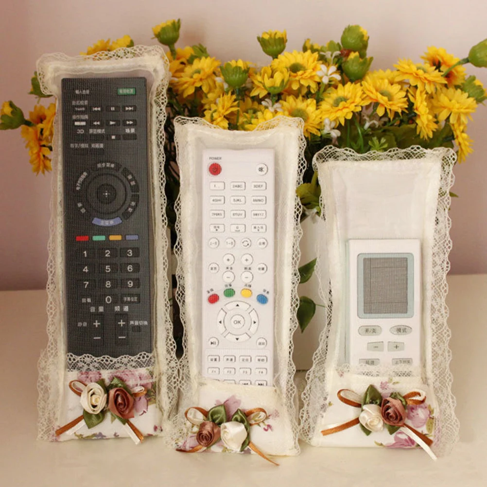 

1PC Lace Fabric Case For Remote Control Pastoral Style Holder Container Bag Cover For Tv Remote Control Air Conditioning Covers