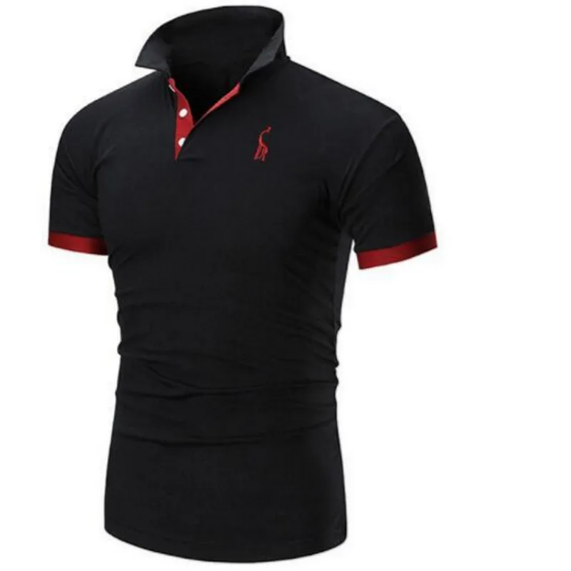 

Mens Polo Shirt Brands 2018 Male Short Sleeve Casual Slim Solid Color Deer Embroidery Polos Men 5XL