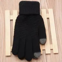 Зима Осень Вязание полный палец теплые перчатки однотонные зимние унисекс Мода стрейч контраст вязать повседневное запястье утолщаются
