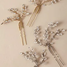 Винтажная шпилька для волос Золотая Серебряная свадебная прическа аксессуары шпильки для девочек украшения ручной работы кристалл женские ювелирные украшения для невесты u342