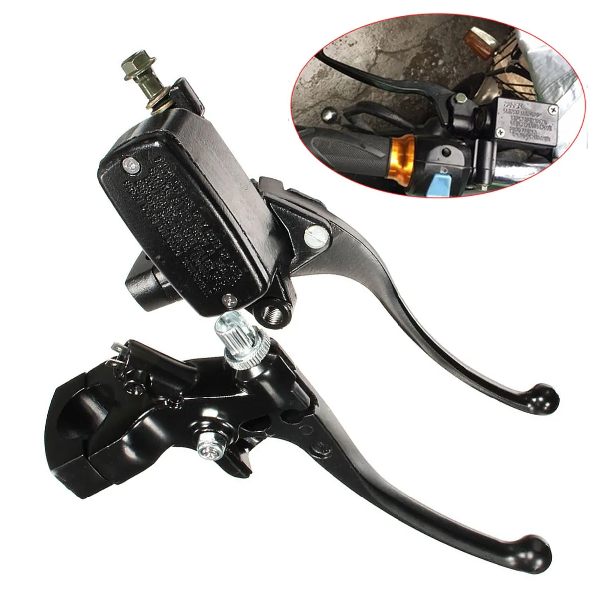 

New 25mm Left/ Right Motorcycle Handlebar Hydraulic Brake Clutch Master Cylinder Lever Bike Black/Silver