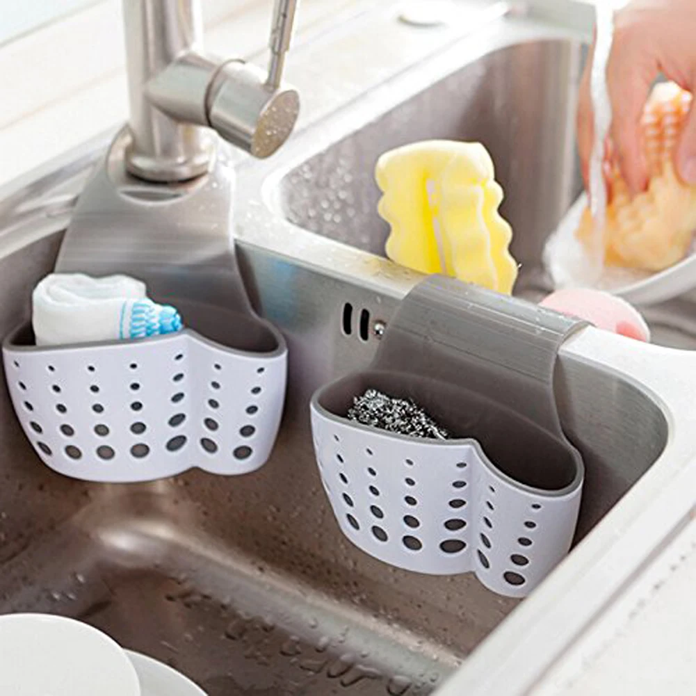 

1Pcs Hanging Soap Sponge Drain Rack Suction Cup Sink Shelf Holder Drain Hanging Basket Storage Bathroom Kitchen Sink Organizer