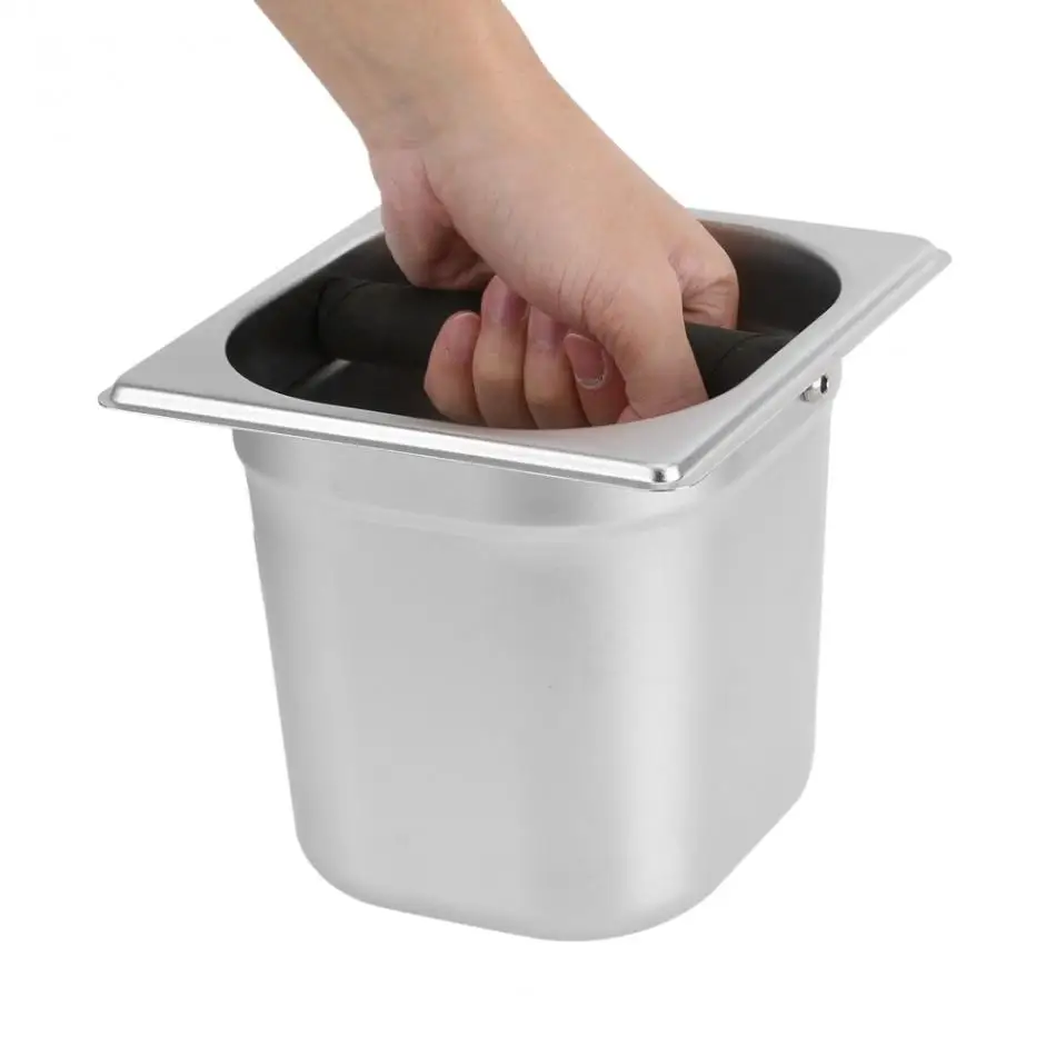 

high quality Coffee Knock Box Stainless Steel Espresso Knock Box Container with Rubber Bar for Coffee Machine Coffee Accessories