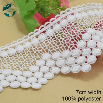 

3yards 7cm white polyester embroidery lace french lace ribbon fabric guipure diy trims warp knitting sewing Accessories#3810