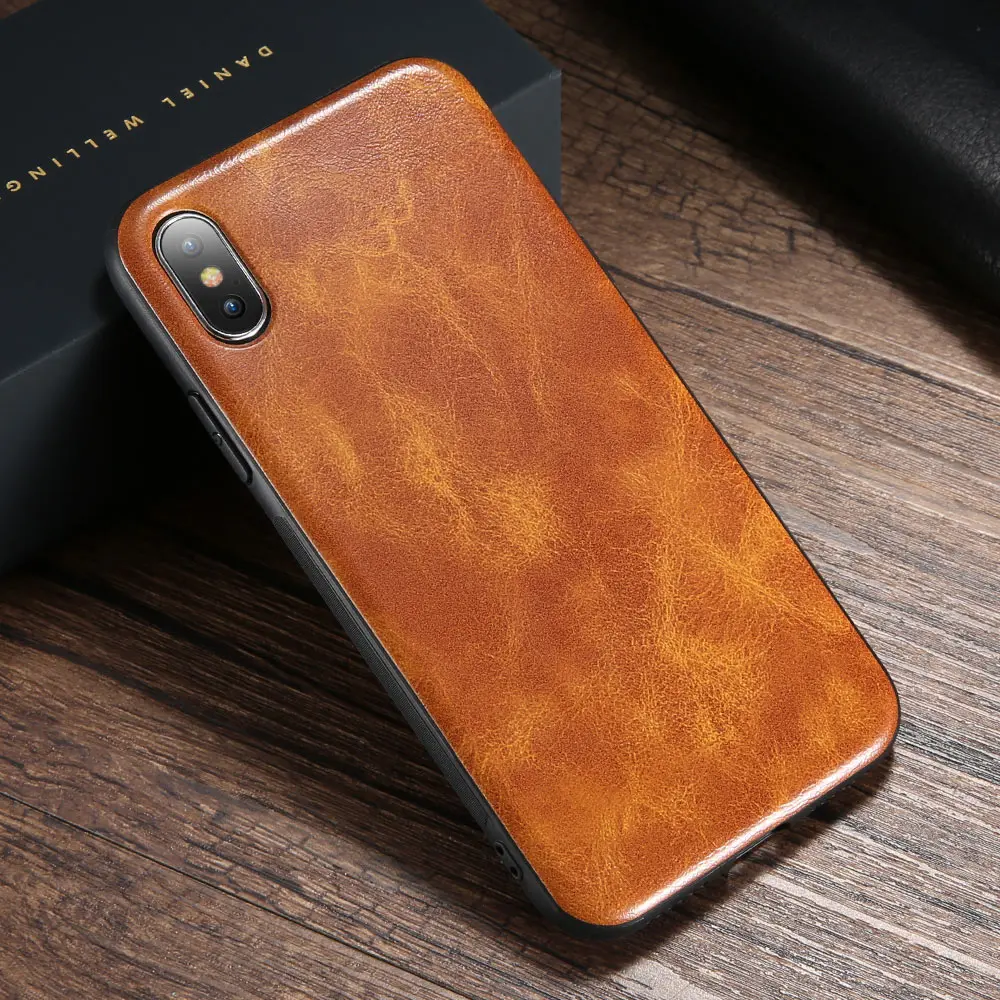 KISSCASE Кожа Телефон чехол для iPhone 6 7 8 плюс роскошный Бизнес Ретро Leatherr X S Capinhas