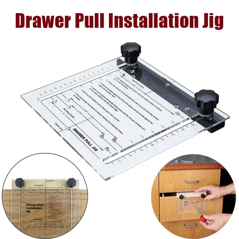 

Woodworking Adjustable Installation Jig Ruler Gauges Handle Making Drill Guide Rule For Drawer Door Pull Knob Installation Tools