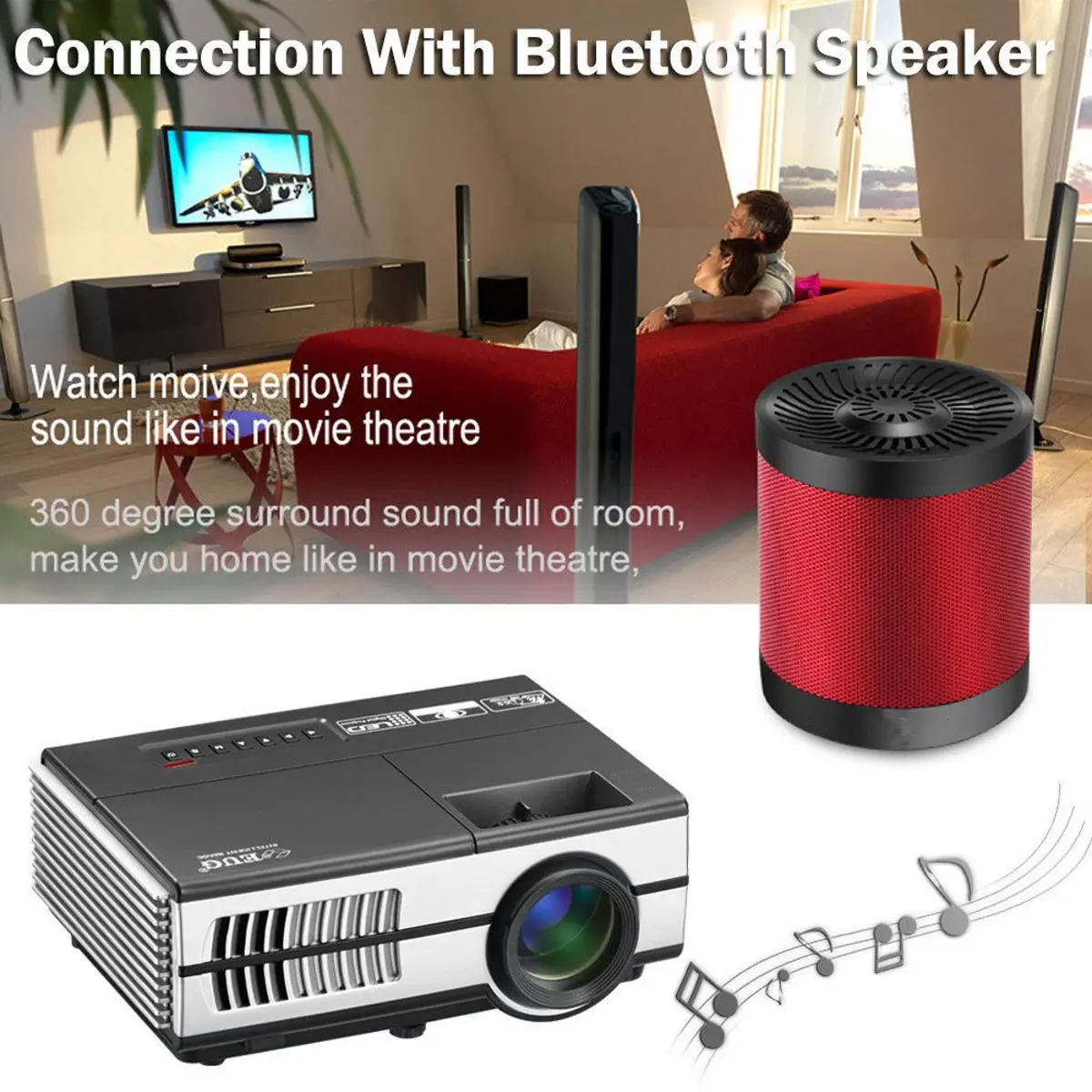 Max 7000Lumens 1080P Full HD LED Projector 3D Home Theater Cinema LCD Wireless HDMI AV/VGA/USB/SD/HDMI/TV Multimedia Beamer