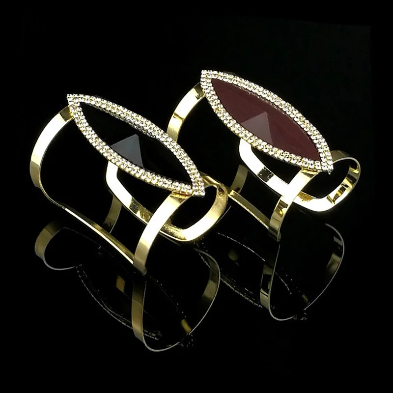 

New Fashion Maxi Metal Bangle Valentines Gift Crystal Bracelet Hollow Out Resin Adjustable Wide Smooth Wide Opening Open 1PC