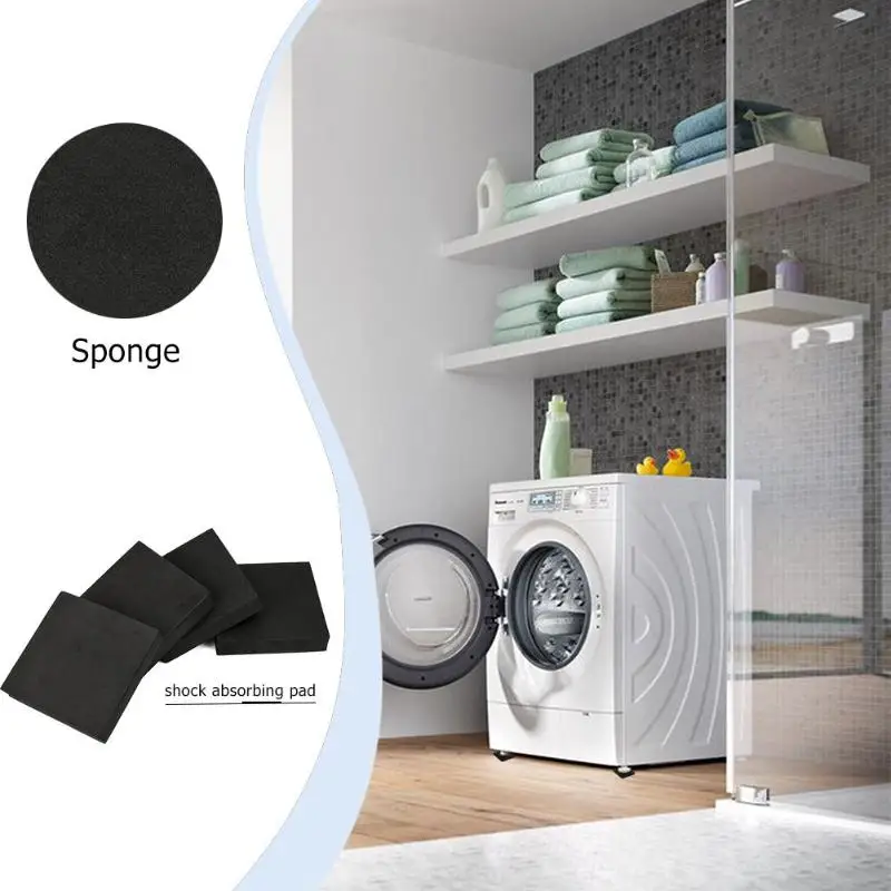 

4Pcs Square Washing Machine Anti Vibration Pad Shock Pads Refrigerator Mute Mat Home Floor Protection Pads Multi-use