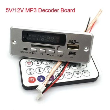 

5V/12V MP3 Decoder Board Player With Display Dual Channel Without Power Amplifier Remote Control FM Power Off Memory