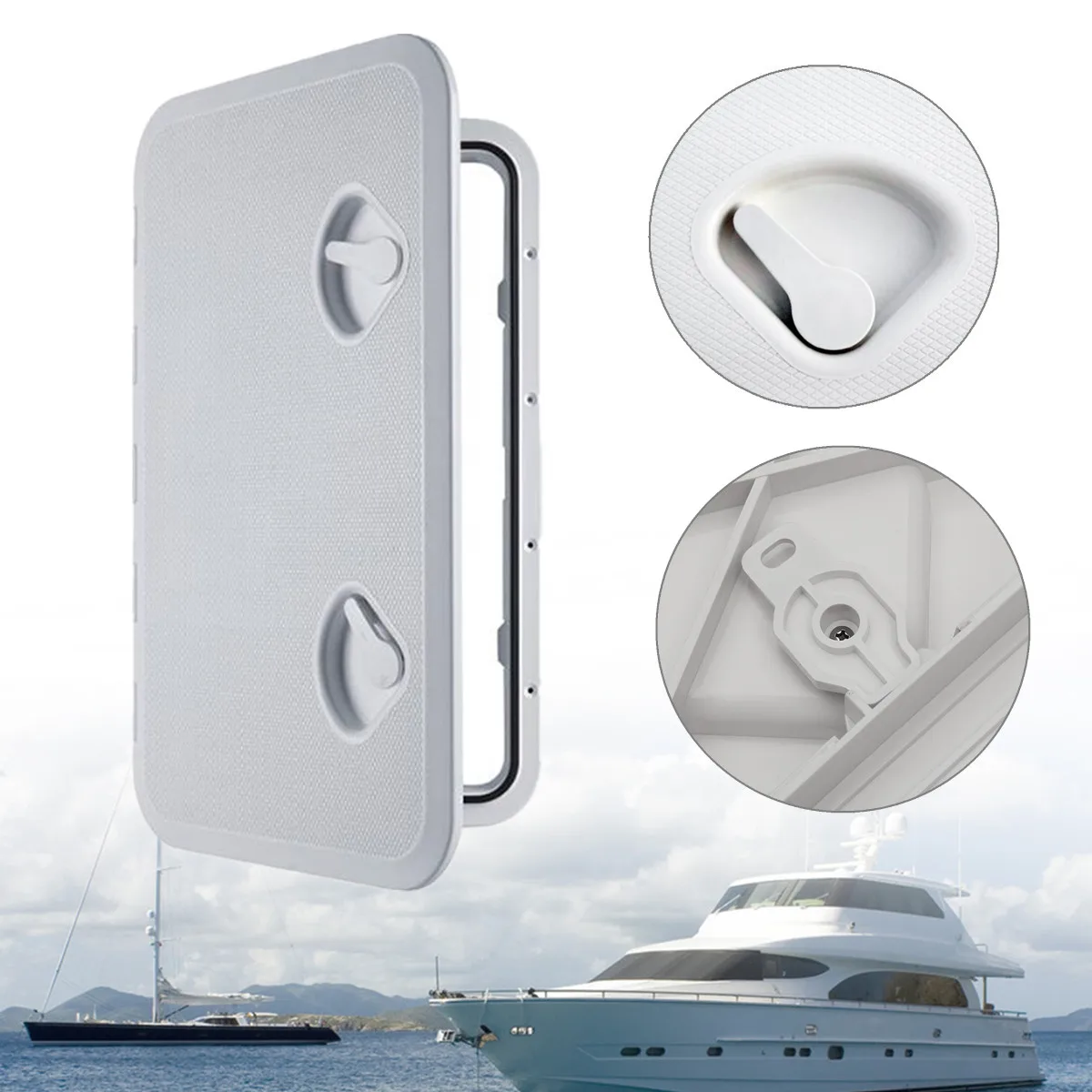 

606x353mm Marine Boat Caravan Deck Hatch Plastic Watertight Compartment Access Plate White Inspection Yacht Cover RV Ship Part