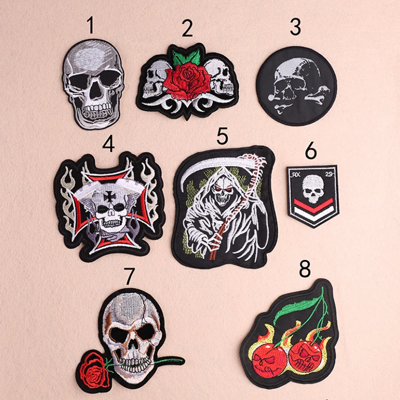 

punk music Skeleton ghost Patch Iron on Embroidered Sew Applique Fabric Badge Garment DIY Apparel Accessorie