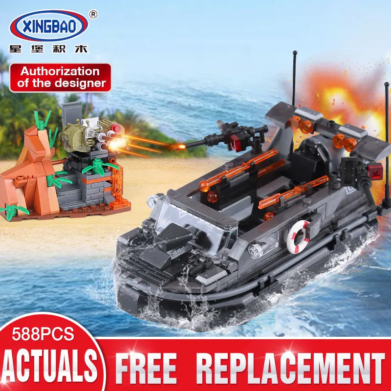 

Xingbao 06017 588pcs Military Series The Assault Boat Set Compatible LP Building Bricks Educational Toys Gift For Kids