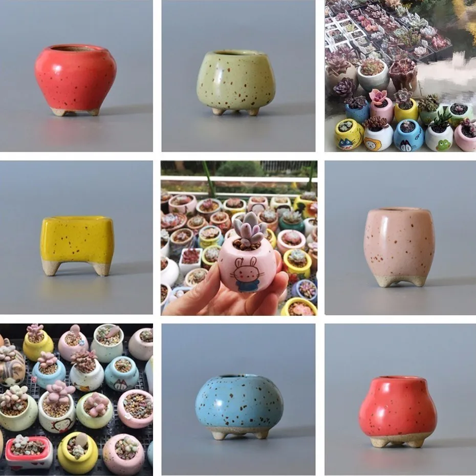 

Personality Circle Mini Square Ceramic Flower Pots Succulent Planters With Home Decor Modern Decorative Small White Plant