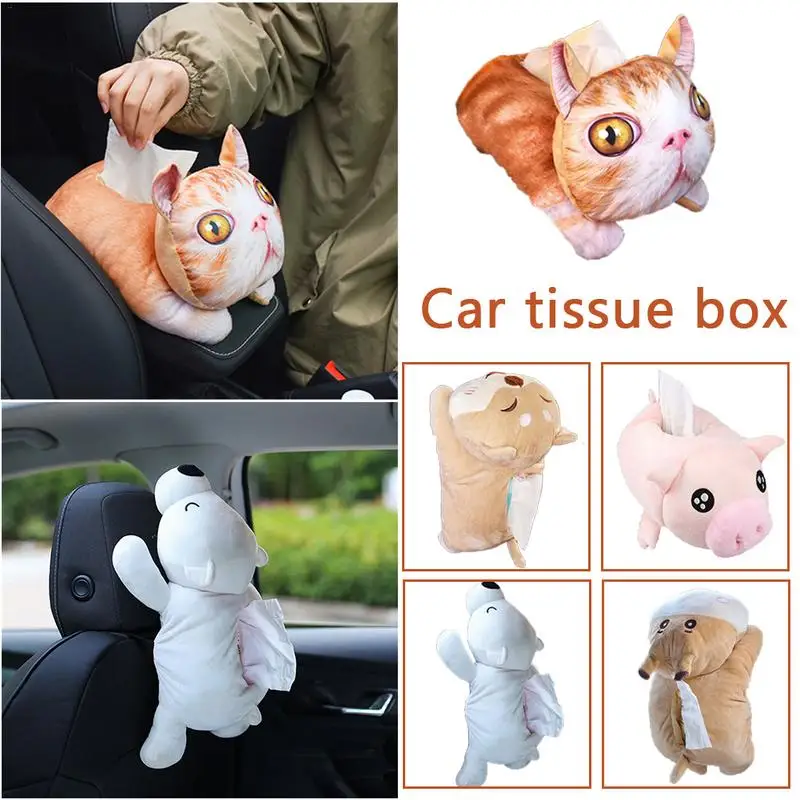 

Car Tissue Box Universal Car Armrest Box Visor Paper Towel Hanging Vehicle Cartoon Chair Back Tray Organizer Interior Accessory