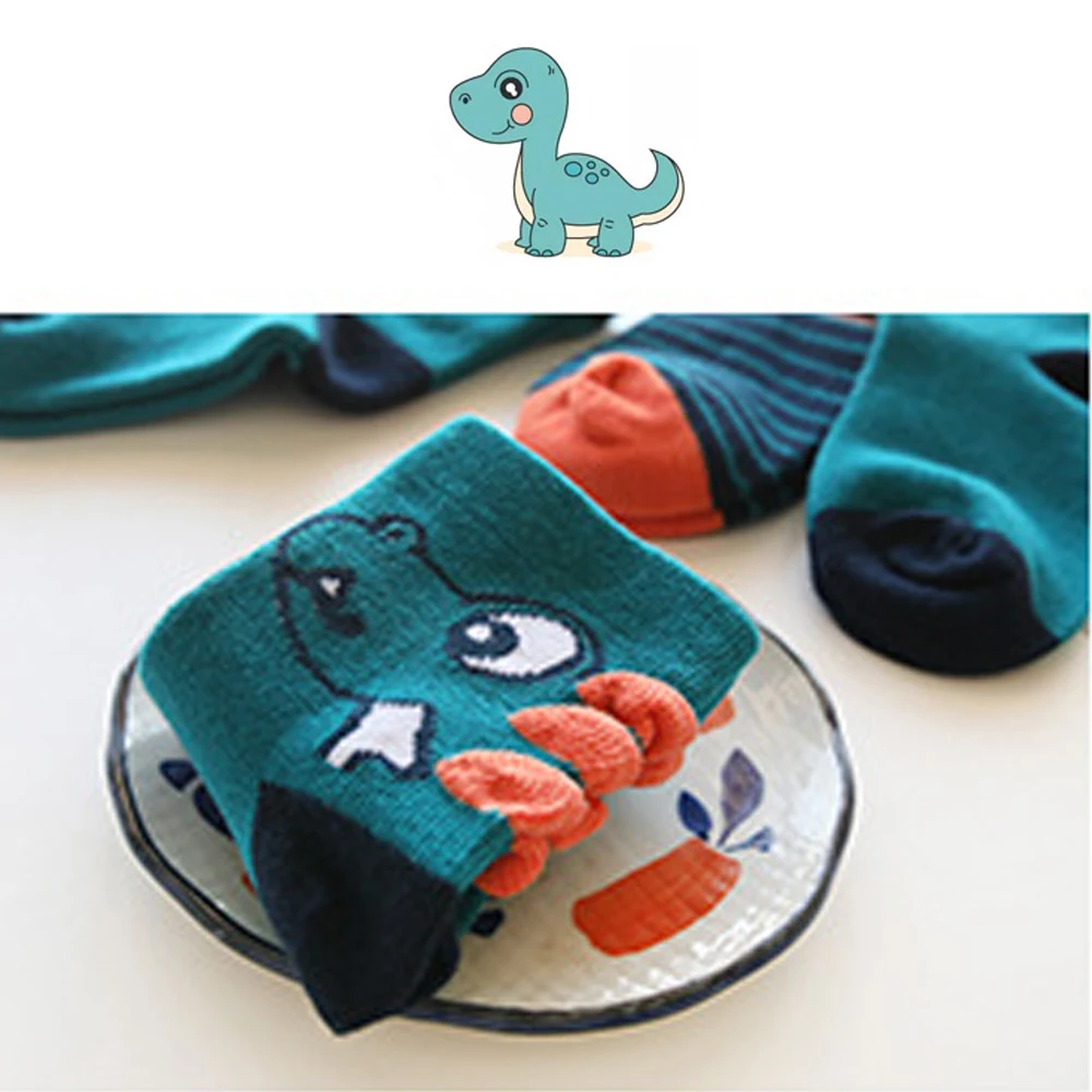 1 пара, детские мягкие хлопковые носки с рисунком динозавра для маленьких мальчиков носки для младенцев милые детские носки с рисунком для маленьких девочек