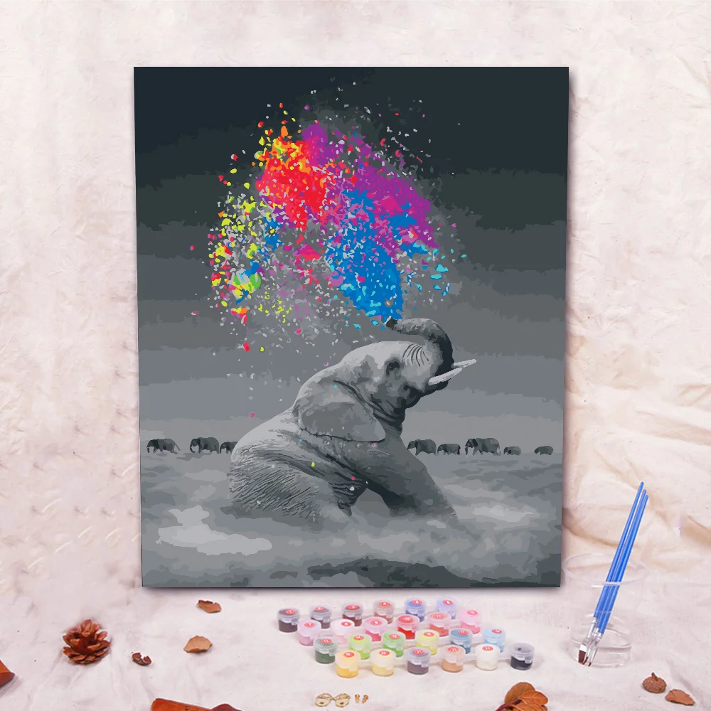 

Elephant Frameless Painting By Numbers DIY Digital Canvas Oil Painting Home Decor For Living Room Wall Art 40*50cm