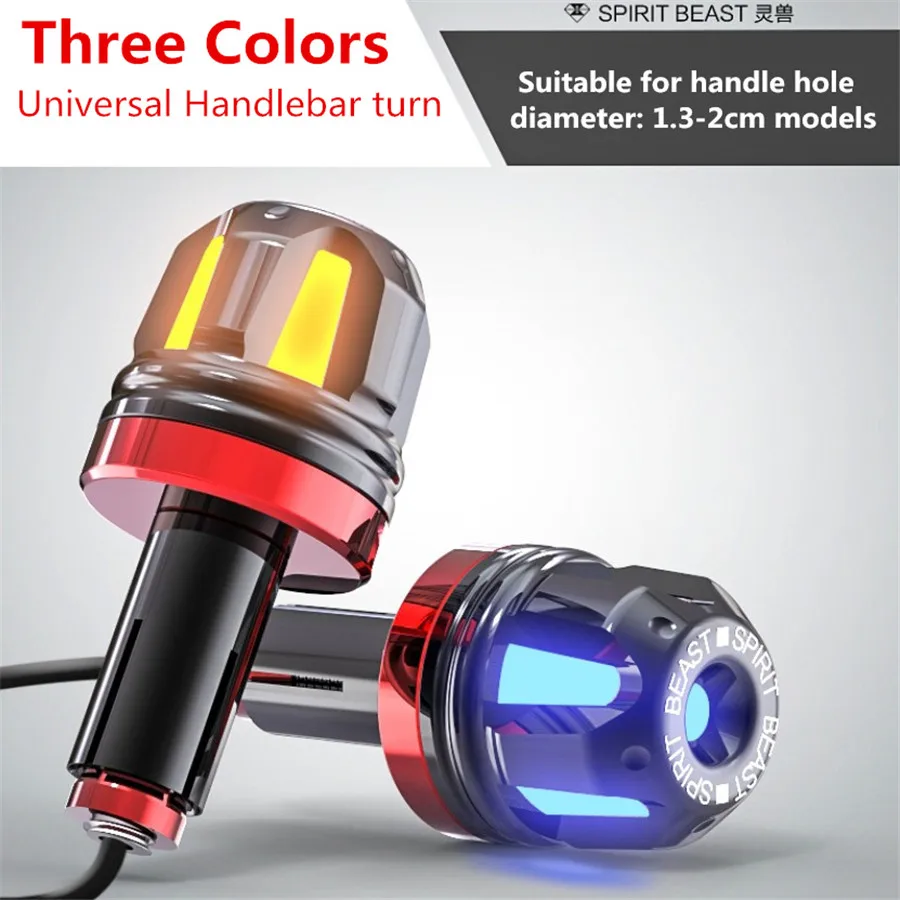 

Motorcycle Handlebar Balance Head End Turn Signal Grips Plug Hand Lighting 3 Colors Universal
