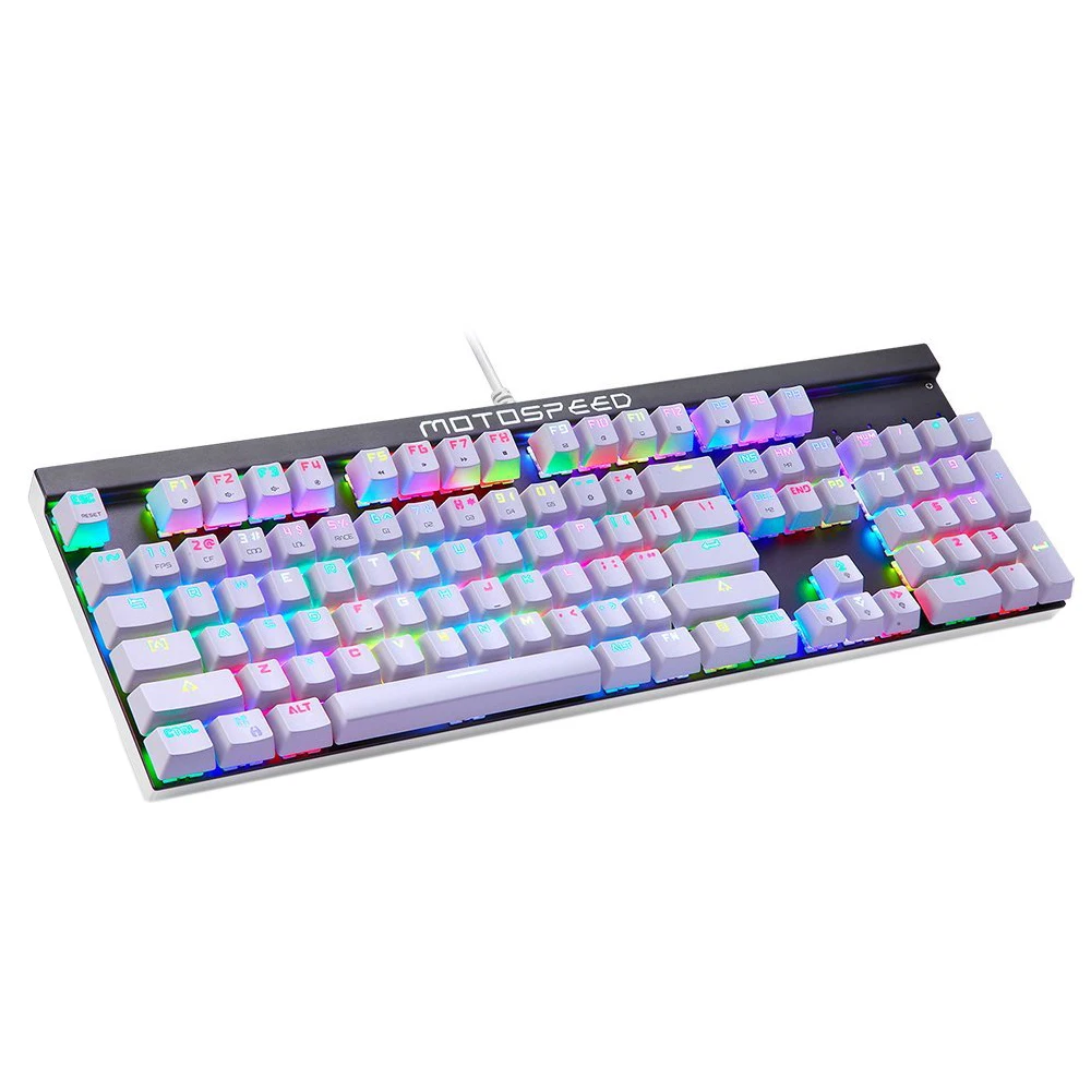 

MOTOSPEED CK103 Mechanical Keyboard 104 Full Keys No Conflict Gaming Keyboard Customize RGB Backlit , Anti-ghosting Keys [ Blu
