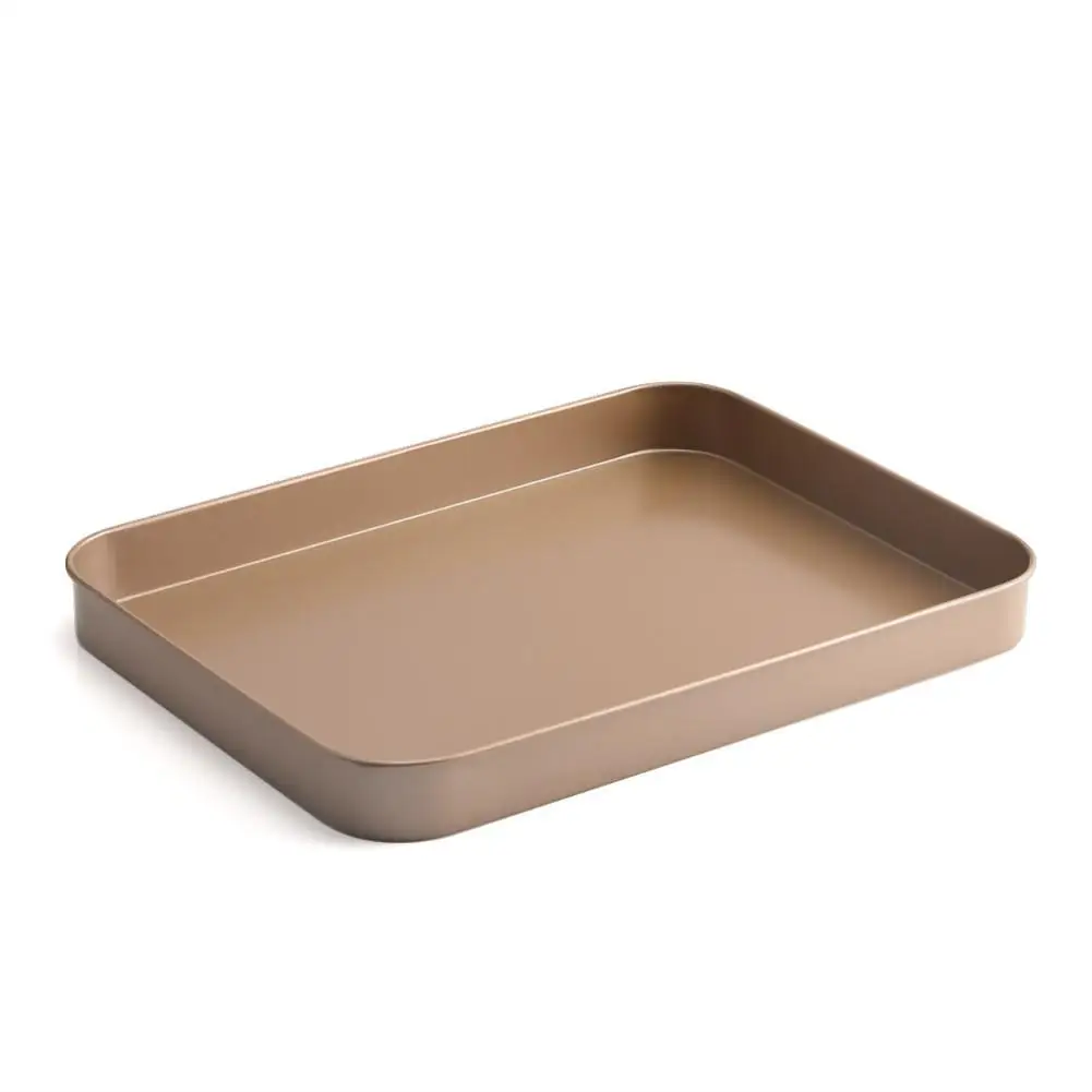 

LanLan 10Inches Gold Color Rectangle Carbon Steel Non-Stick Cake Bread Baking Tray