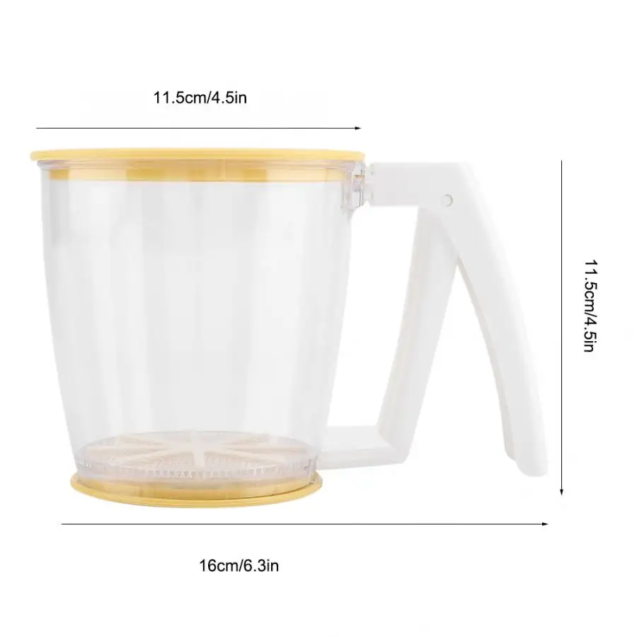 Ручная чашка сито для муки сетчатая ажурная сетка сито приспособление для выпечки инструмент с крышкой