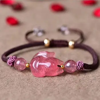 

Natural Strawberry Crystal Fox Single Circle Bracelet
