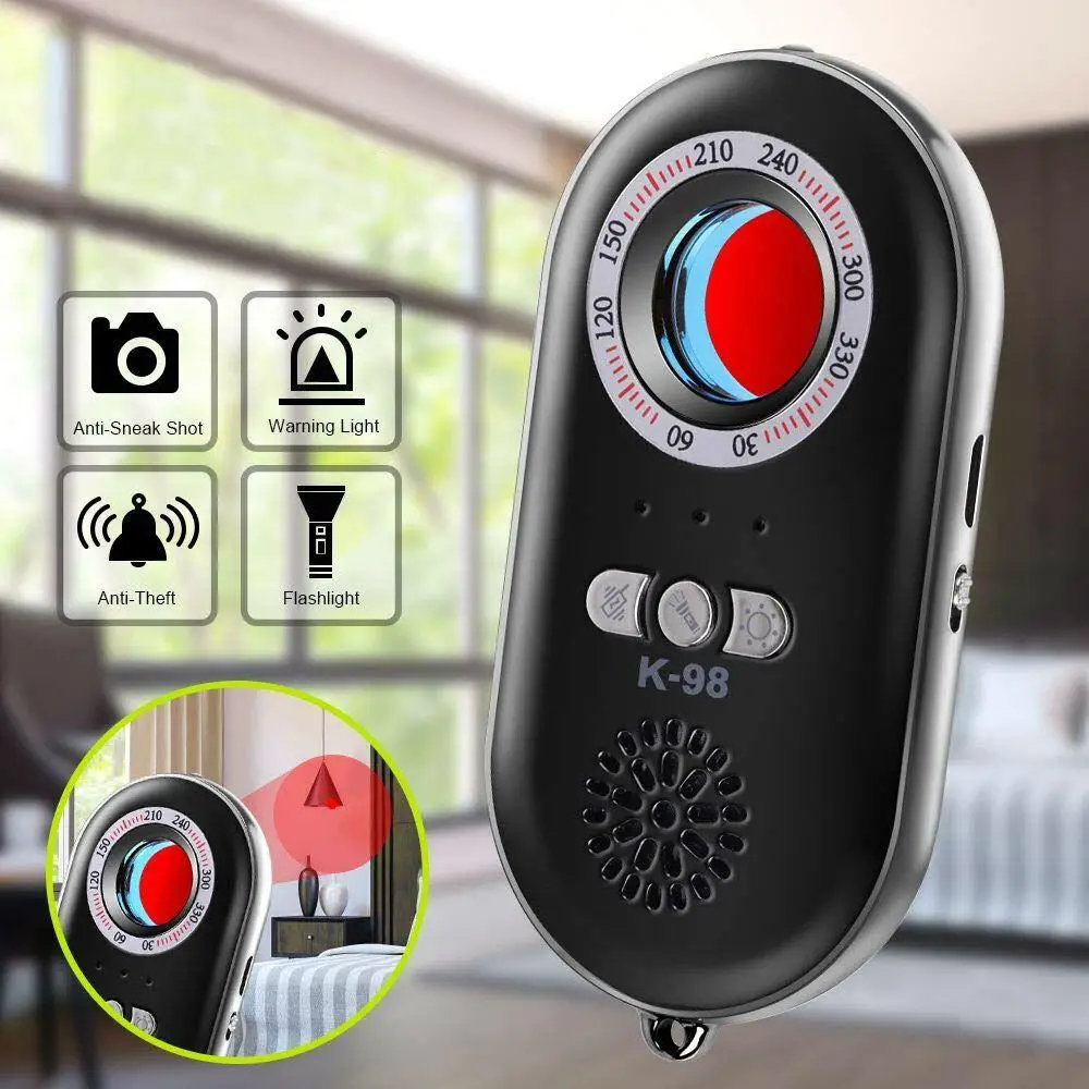 

Anti-Sp y Camera Detector Infrared Portable Personal Alarm 3in1 Functionality Defense Emergency Alert with Mini LED Flashlight