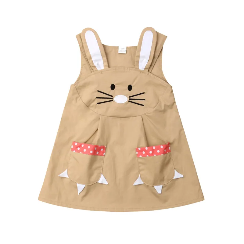 

1-5T Cute Toddler Kids Baby Girl Clothes Summer Easter Bunny Party Dress Sundress Sleeveless Casual Lovely Clothing