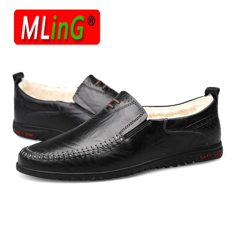 

Top Quality Dress Shoes Casual Male Shoes Men Fashion Genuine Leather Casual Shoes Winter Warm Cotton Casual Shoes