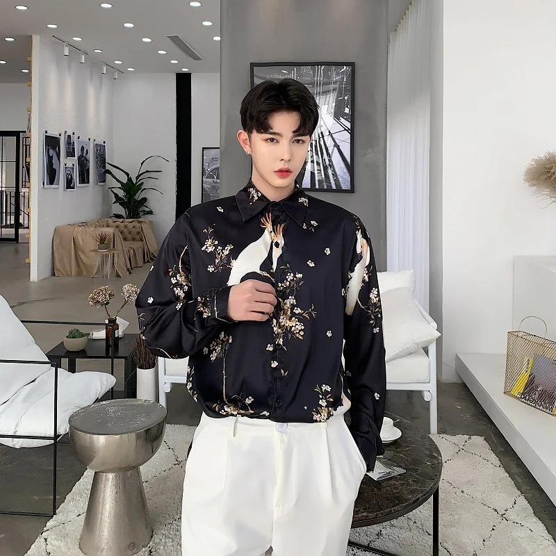 

Men's Shirts New Long Sleeve Customized Brocade Men's Wear in Spring 2019 Black Men's Fashion Shirts