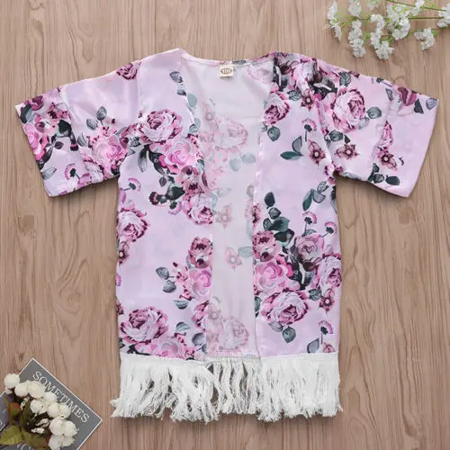 

Toddler Girls Kimono Cardigan Jacket Boho Shirt Blouse Beach Cover Up Tops 1-5T 2019 Summer