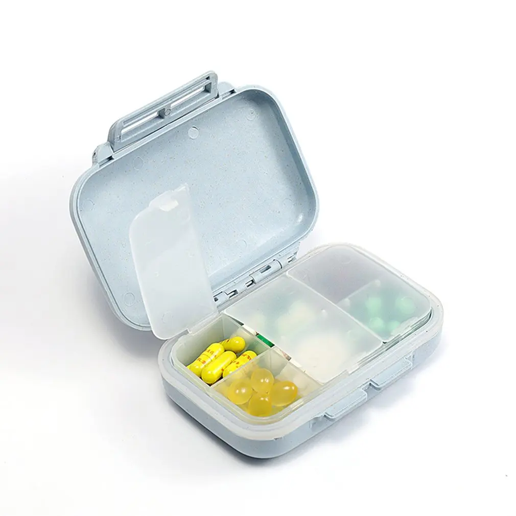 

Portable Wheat Pill Box Vitamin Case with Removable 6 Compartment Container Emergency Bag Outdoor Survival Kit