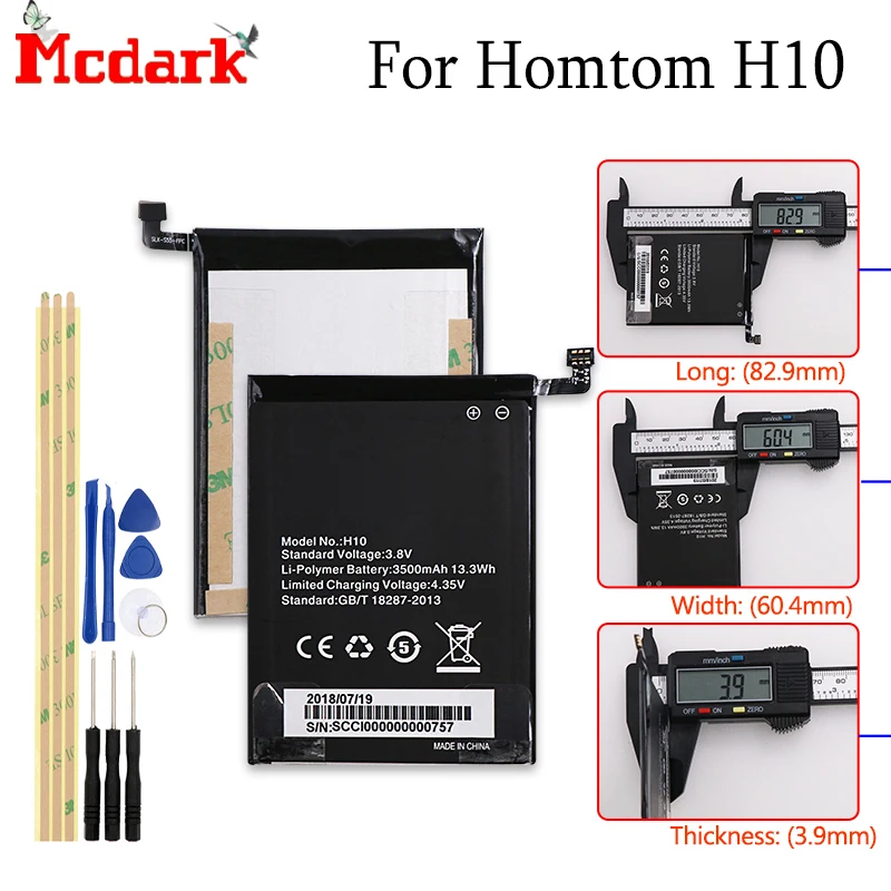 Mcdark For Homtom H10 Battery Replacement High Quality Large Capacity 3500mAh Back Up Bateria Phone with Tools | Мобильные телефоны