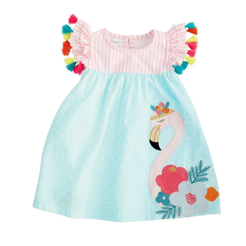 

Hot Summer Toddler Baby Kids Girls Flamingo Dress Fresh Ruffles Tassels Dresses Cute Bebe Girl Princess Vestidos Party Sundres