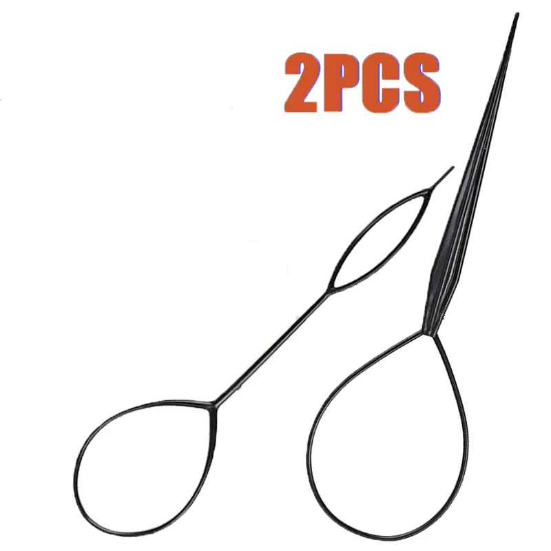 Mayitr 2pcs Plastic Hair Loop Styling Tool Magic Hair Braid DIY Ponytail Hair Bun Maker Clip For Girls Hairstyles