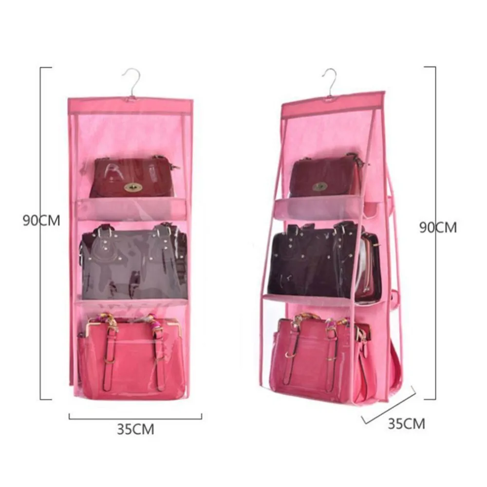 6 جيب شنقا حقيبة يد منظم ل حقيبة جمع خزانة خزانة الغبار حقيبة التخزين الباب جدار النثرية حقيبة أحذية مع عقف