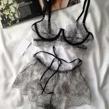 2 шт женские кружевные сексуальные твердые прозрачные пижамы женское белье боди бюстгальтер наборы